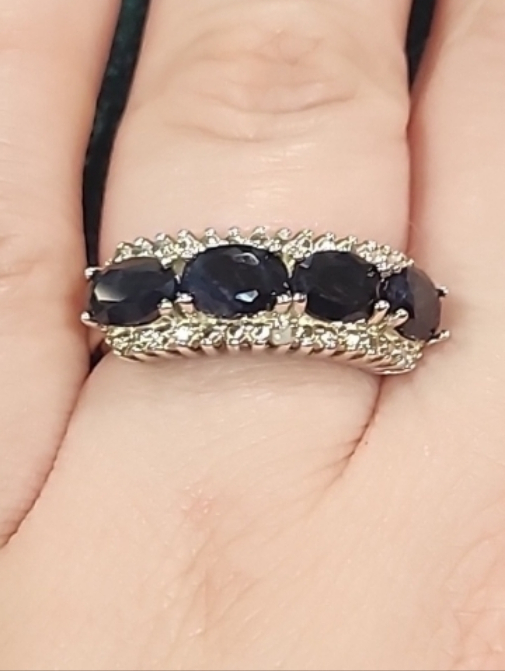 NWT JTV 2.4 CTW treated blue sapphire .01 ctw white diamond Sterling Ring Sz 5